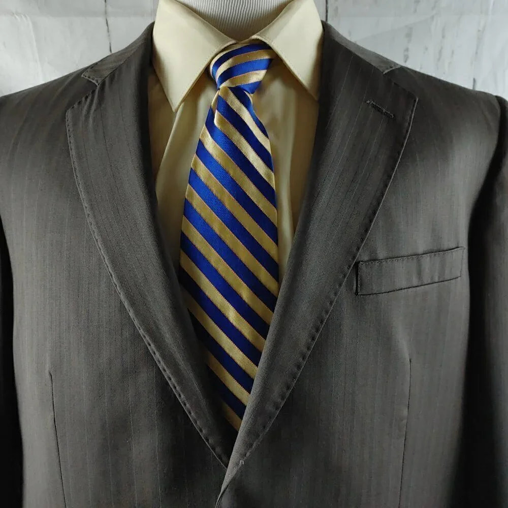 Pronto Uomo Couture Super 120s 44L Olive Striped 2 Button 2pc Suit 39x31.5 FF
